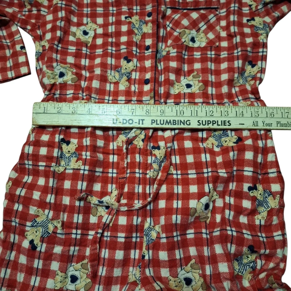 Vintage AOP Teddy Bear Flannel PJ Romper Medium